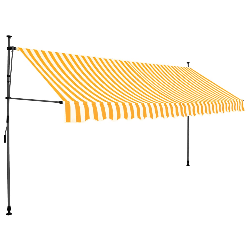 Einziehbare Markise Handbetrieben mit LED 350 cm Weiß Orange - Pazzar.ch