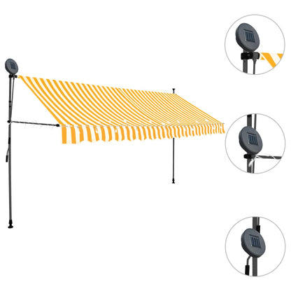 Einziehbare Markise Handbetrieben mit LED 350 cm Weiß Orange - Pazzar.ch