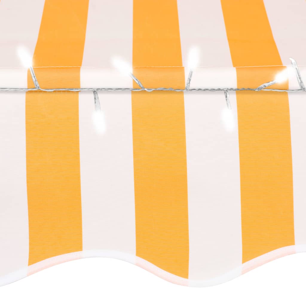 Einziehbare Markise Handbetrieben mit LED 350 cm Weiß Orange - Pazzar.ch