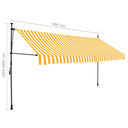 Einziehbare Markise Handbetrieben mit LED 400 cm Weiß Orange - Pazzar.ch