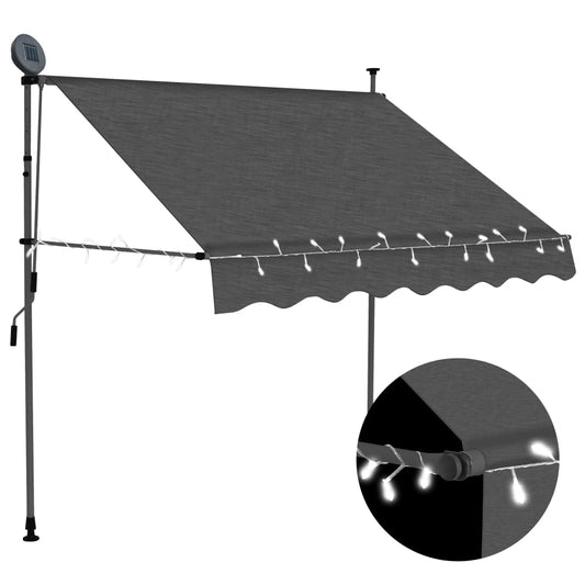 Einziehbare Markise Handbetrieben mit LED 150 cm Anthrazit - Pazzar.ch
