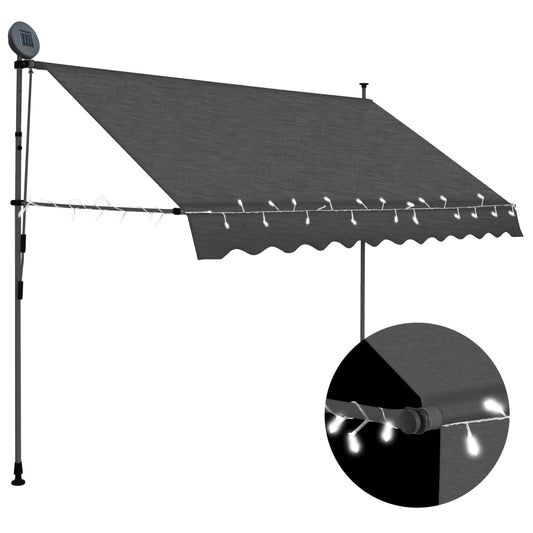 Einziehbare Markise Handbetrieben mit LED 300 cm Anthrazit - Pazzar.ch
