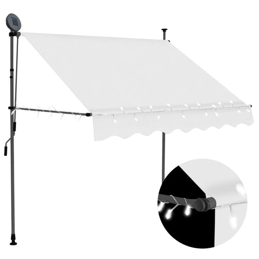 Einziehbare Markise Handbetrieben mit LED 150 cm Creme - Pazzar.ch