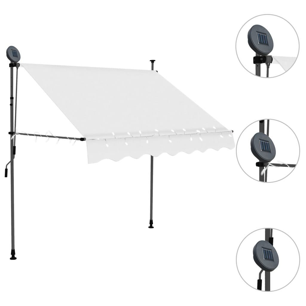 Einziehbare Markise Handbetrieben mit LED 150 cm Creme - Pazzar.ch