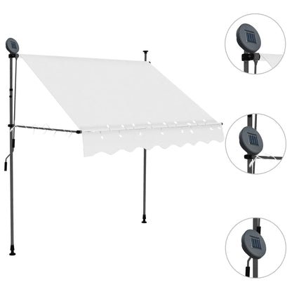 Einziehbare Markise Handbetrieben mit LED 200 cm Creme - Pazzar.ch