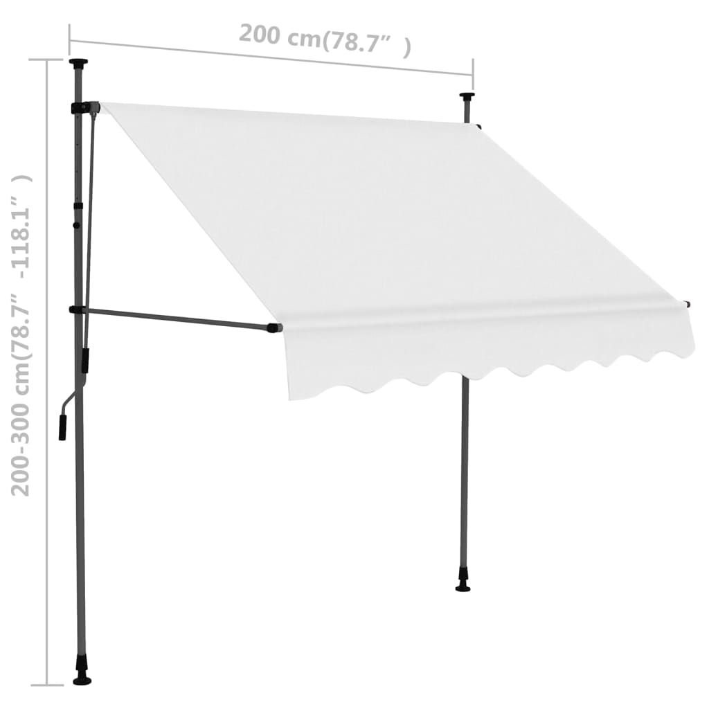 Einziehbare Markise Handbetrieben mit LED 200 cm Creme - Pazzar.ch
