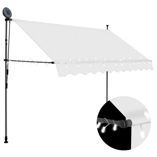 Einziehbare Markise Handbetrieben mit LED 250 cm Creme - Pazzar.ch