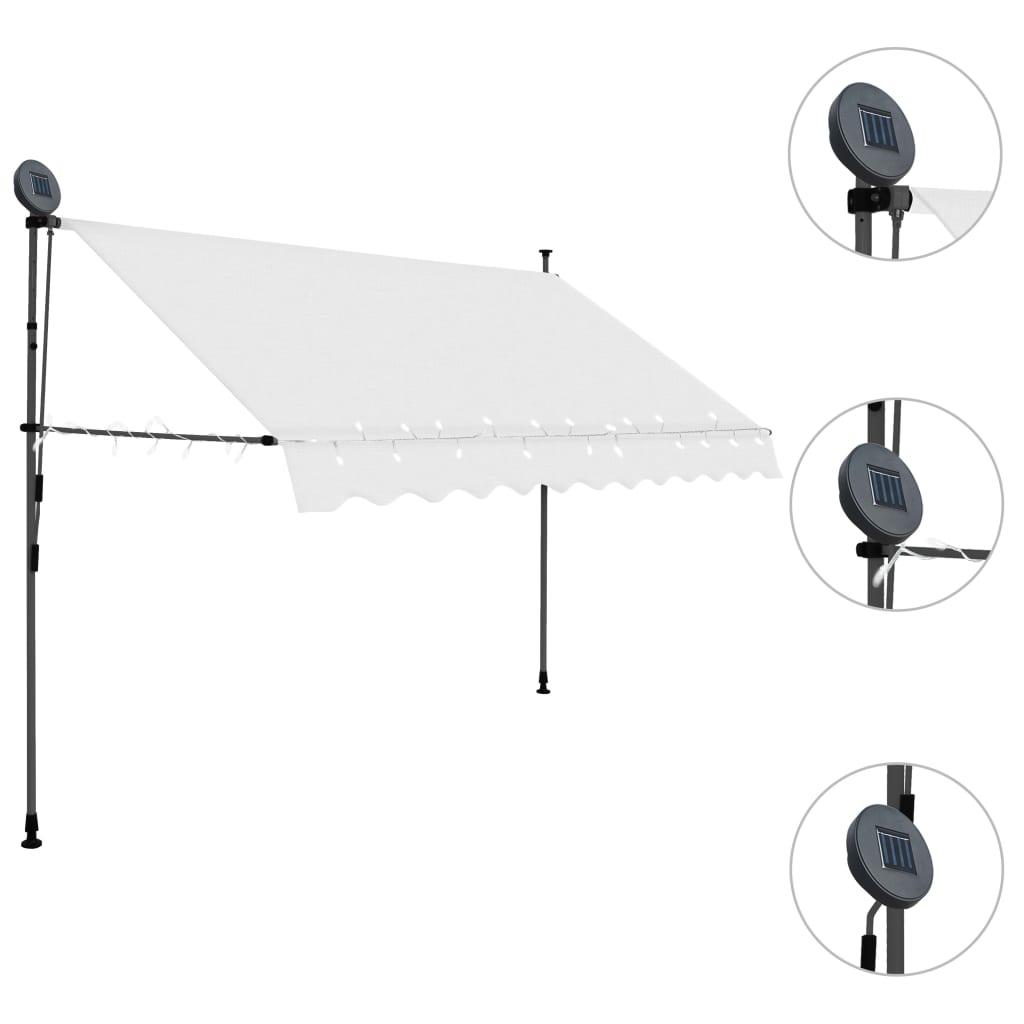 Einziehbare Markise Handbetrieben mit LED 250 cm Creme - Pazzar.ch