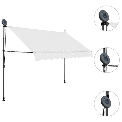 Einziehbare Markise Handbetrieben mit LED 250 cm Creme - Pazzar.ch