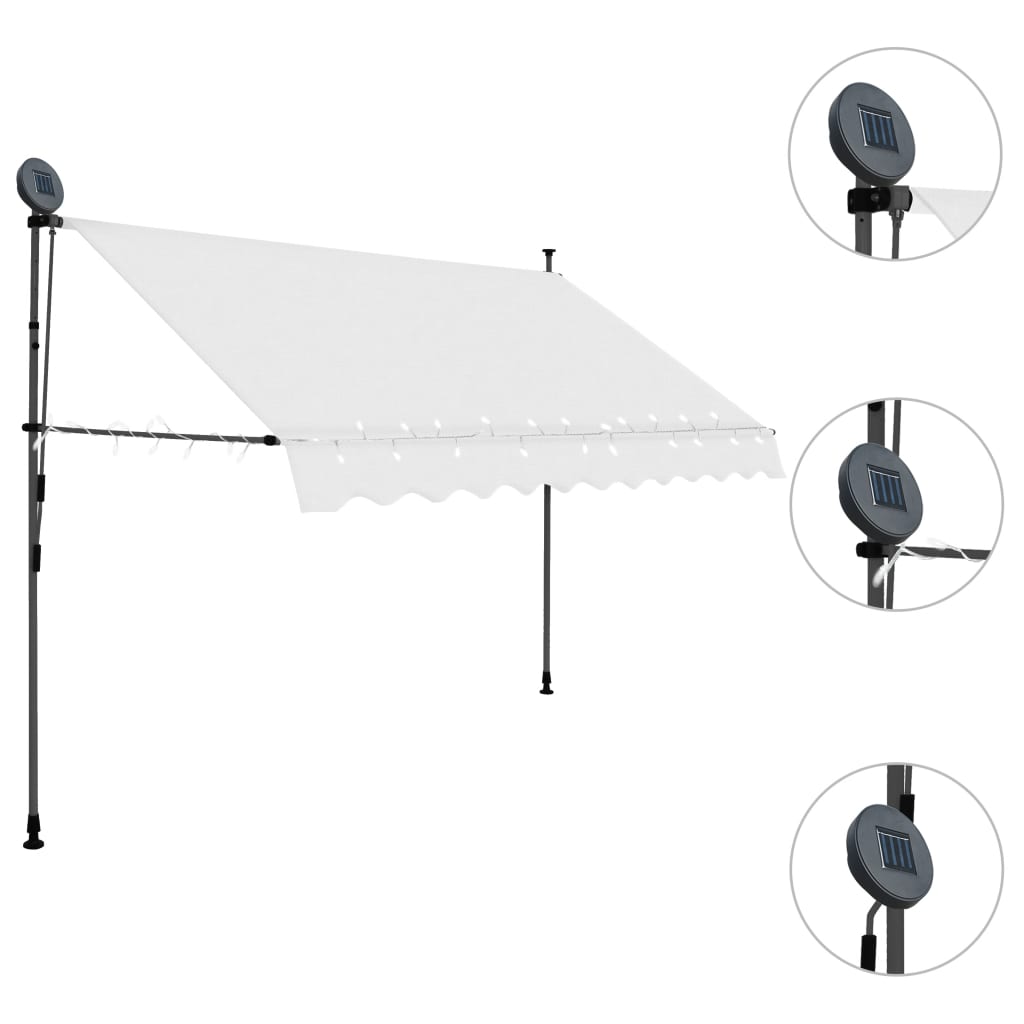 Einziehbare Markise Handbetrieben mit LED 300 cm Creme - Pazzar.ch