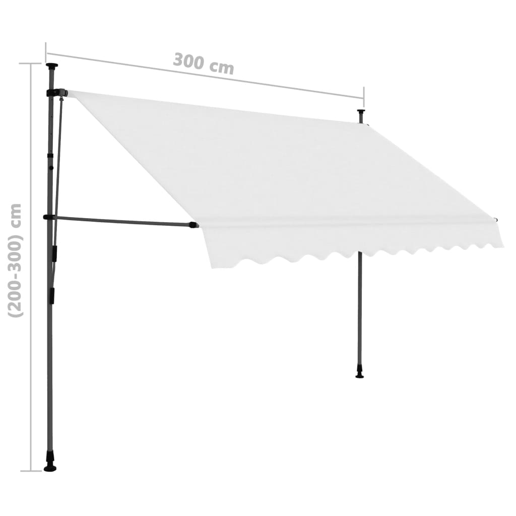 Einziehbare Markise Handbetrieben mit LED 300 cm Creme - Pazzar.ch