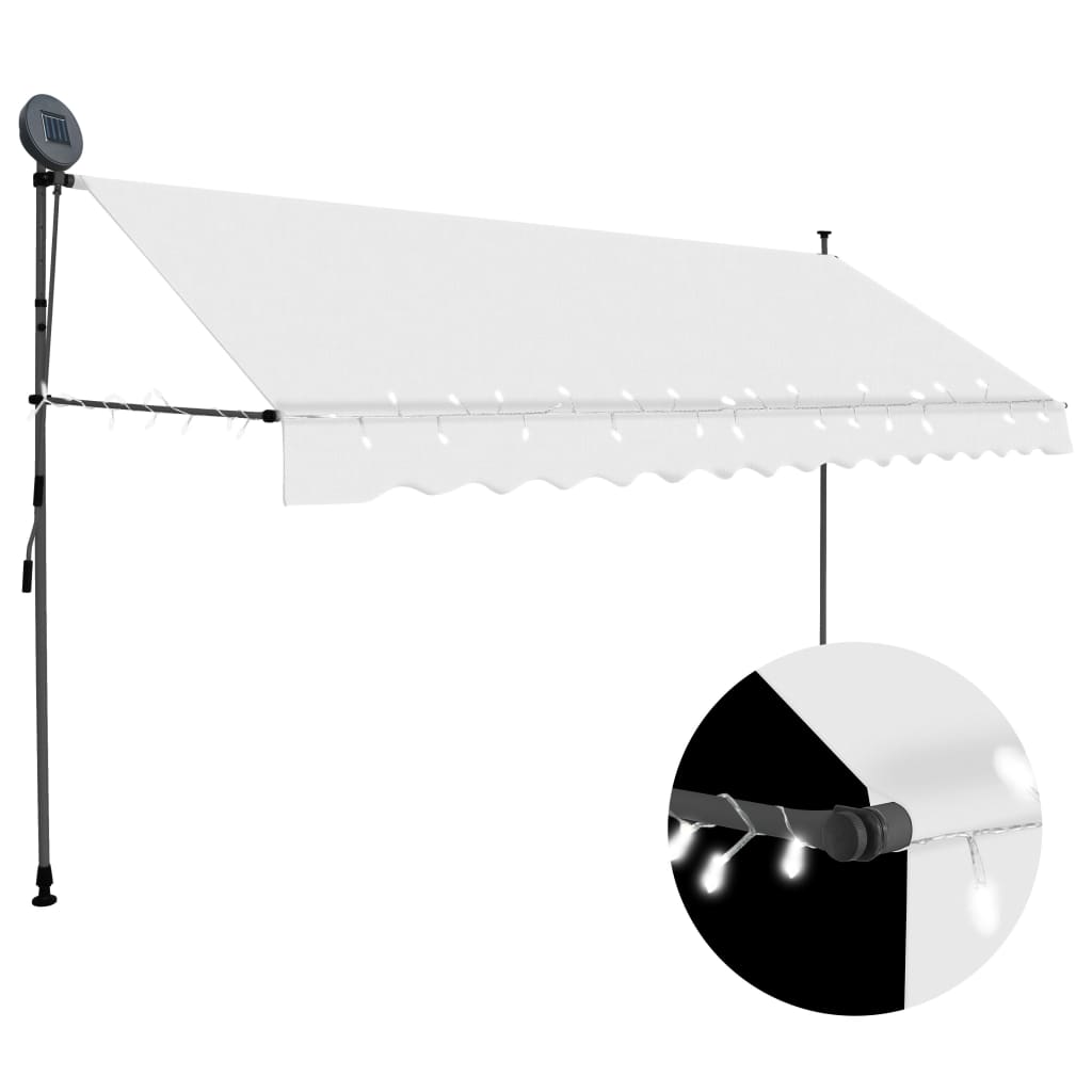 Einziehbare Markise Handbetrieben mit LED 350 cm Creme - Pazzar.ch