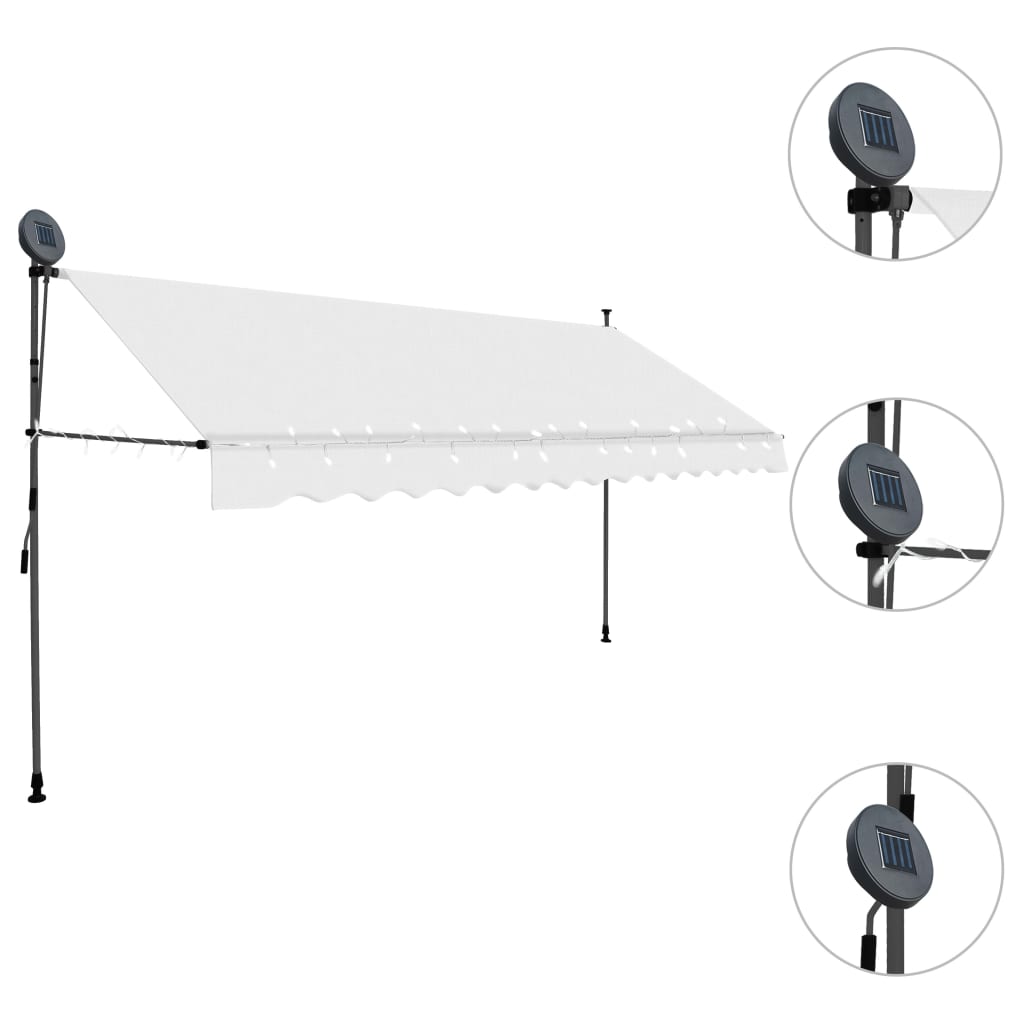 Einziehbare Markise Handbetrieben mit LED 350 cm Creme - Pazzar.ch