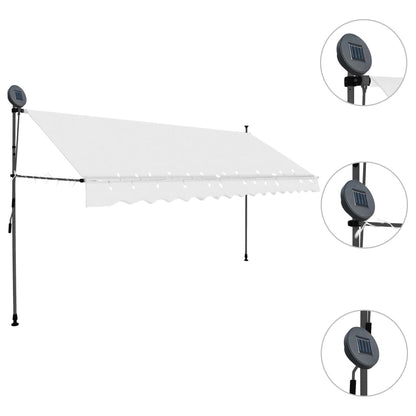 Einziehbare Markise Handbetrieben mit LED 350 cm Creme - Pazzar.ch