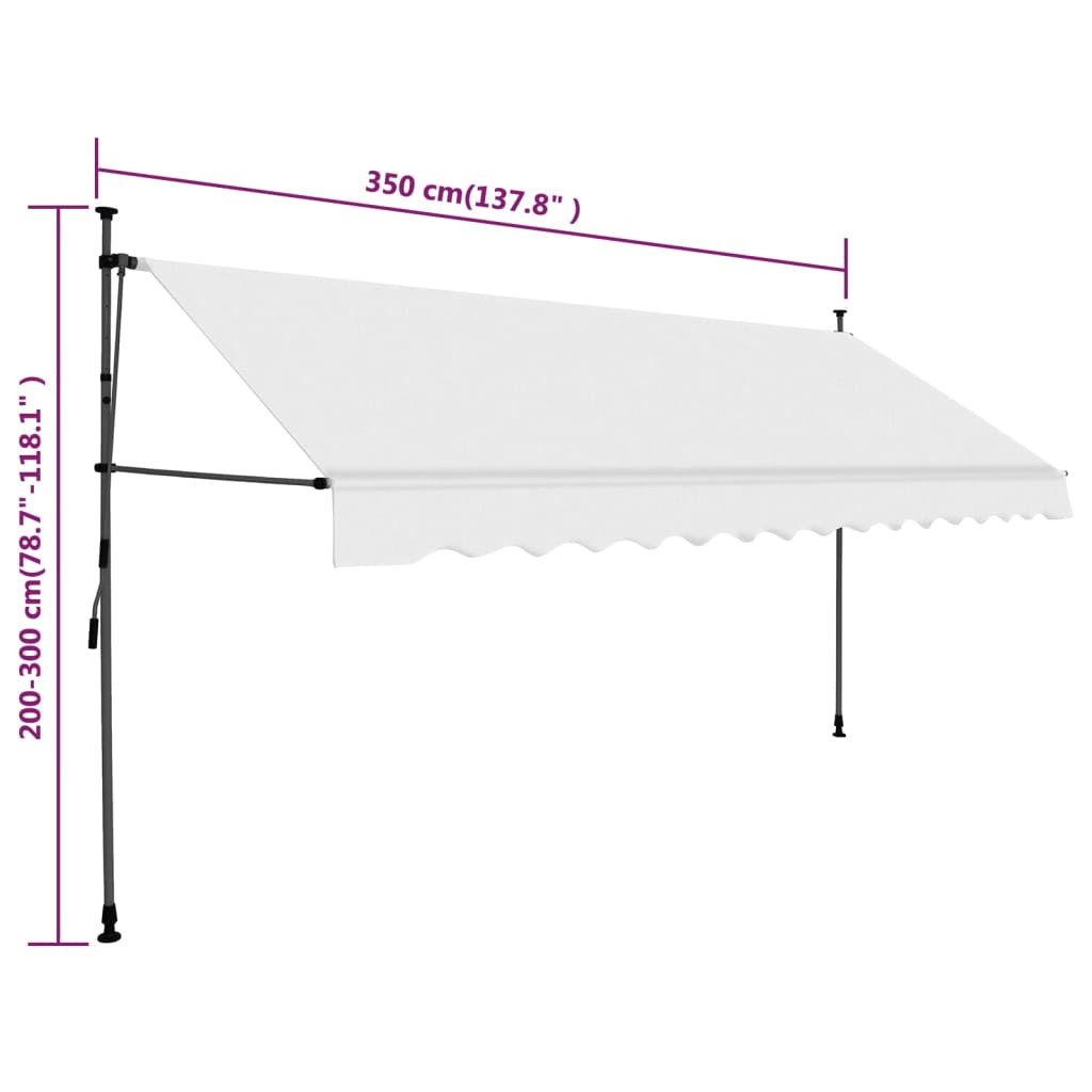Einziehbare Markise Handbetrieben mit LED 350 cm Creme - Pazzar.ch