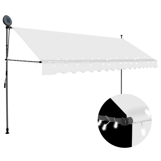 Einziehbare Markise Handbetrieben mit LED 400 cm Creme - Pazzar.ch