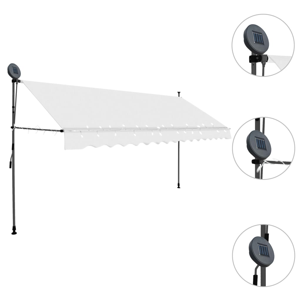 Einziehbare Markise Handbetrieben mit LED 400 cm Creme - Pazzar.ch