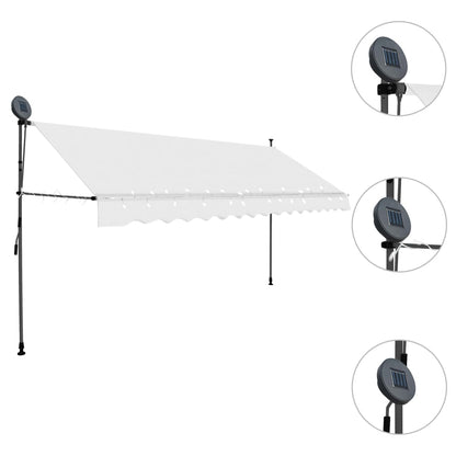 Einziehbare Markise Handbetrieben mit LED 400 cm Creme - Pazzar.ch