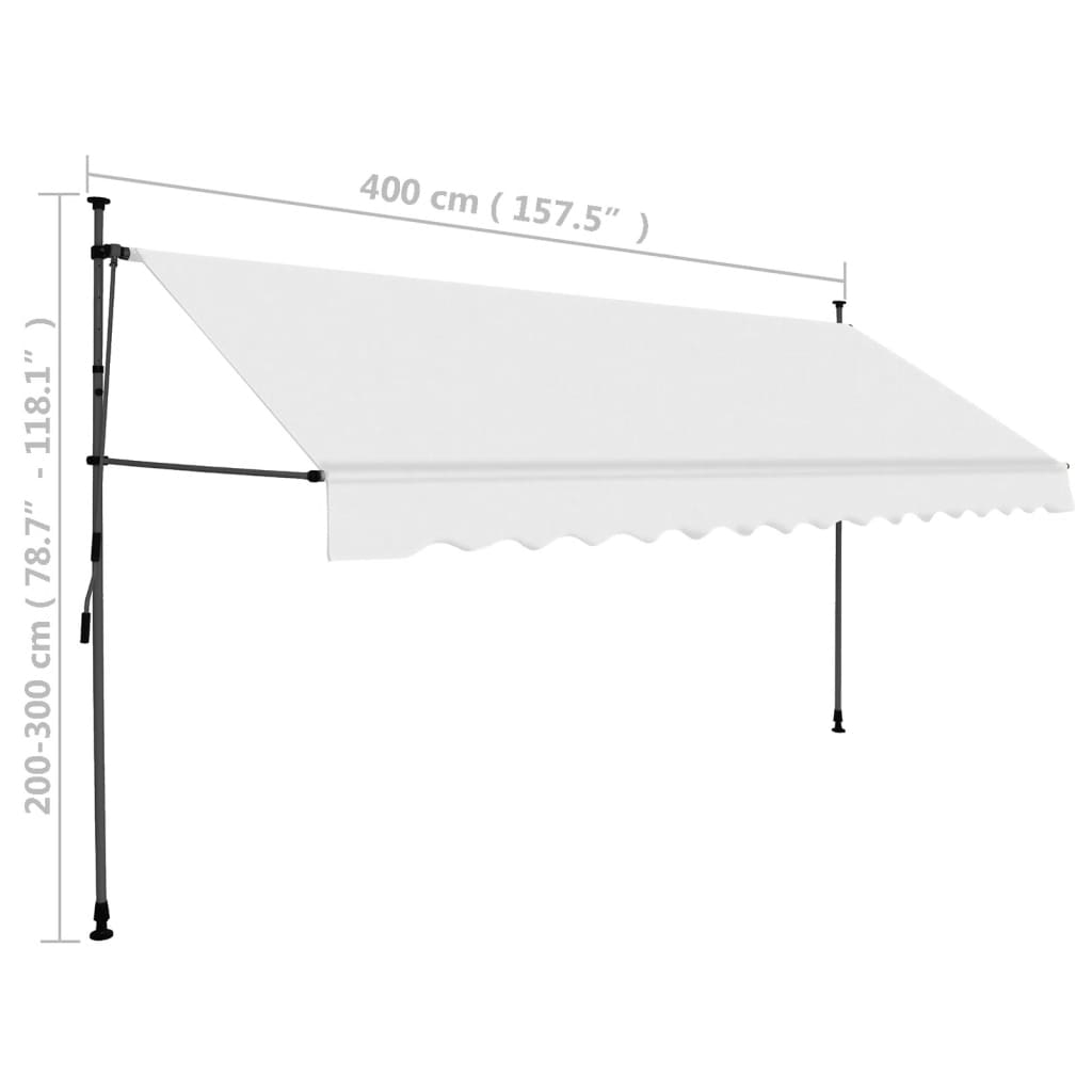 Einziehbare Markise Handbetrieben mit LED 400 cm Creme