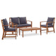 Garten-Lounge-Set mit Auflagen 4-tlg. Massivholz Akazie