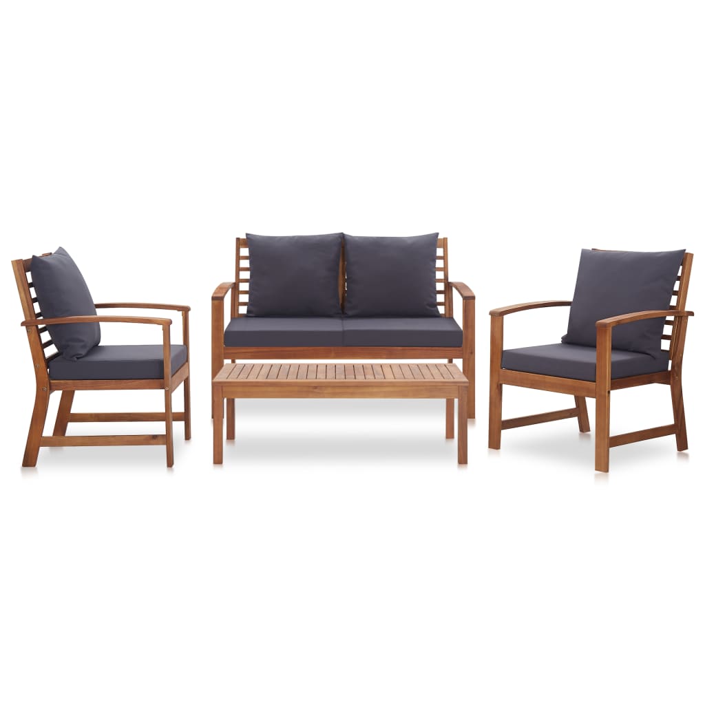 Garten-Lounge-Set mit Auflagen 4-tlg. Massivholz Akazie - Pazzar.ch