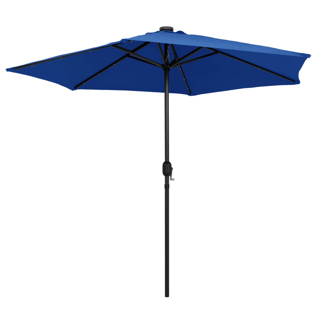 Sonnenschirm mit LED-Leuchten & Aluminium-Mast 270 cm Azurblau - Pazzar.ch