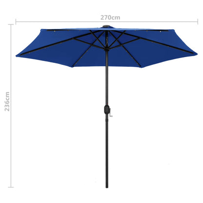 Sonnenschirm mit LED-Leuchten & Aluminium-Mast 270 cm Azurblau - Pazzar.ch