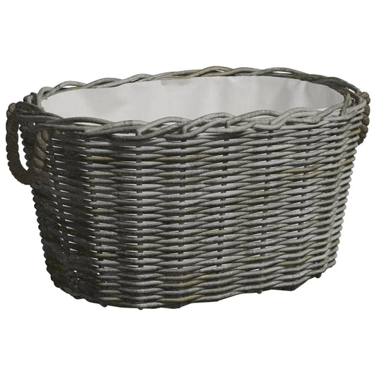 Holzkorb mit Tragegriffen 60x40x28 cm Grau Weide - Pazzar.ch