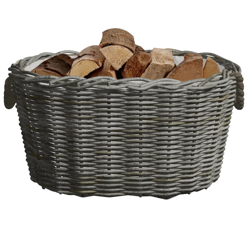 Holzkorb mit Tragegriffen 60x40x28 cm Grau Weide - Pazzar.ch