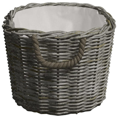 Holzkorb mit Tragegriffen 60x40x28 cm Grau Weide - Pazzar.ch