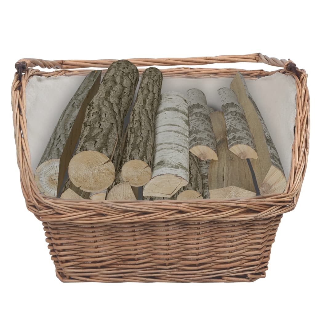 Holzkorb mit Tragegriff 61,5 × 46,5 × 58 cm Braun Weide - Pazzar.ch