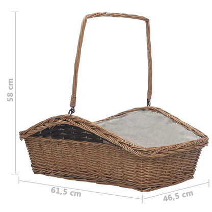 Holzkorb mit Tragegriff 61,5 × 46,5 × 58 cm Braun Weide - Pazzar.ch