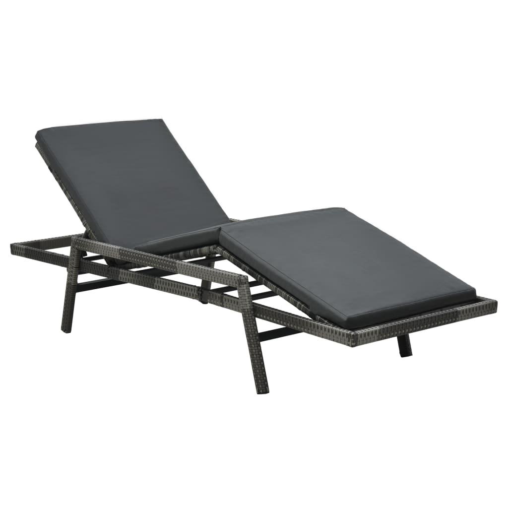 Sonnenliege mit Auflage Poly Rattan Grau - Pazzar.ch