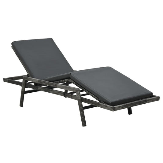 Sonnenliege mit Auflage Poly Rattan Grau - Pazzar.ch