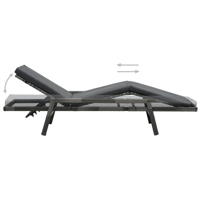 Sonnenliege mit Auflage Poly Rattan Grau - Pazzar.ch
