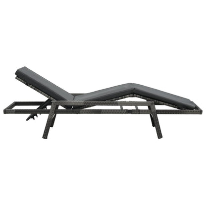 Sonnenliege mit Auflage Poly Rattan Grau - Pazzar.ch