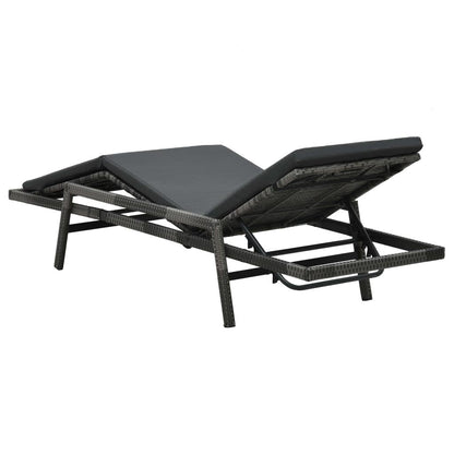 Sonnenliege mit Auflage Poly Rattan Grau - Pazzar.ch