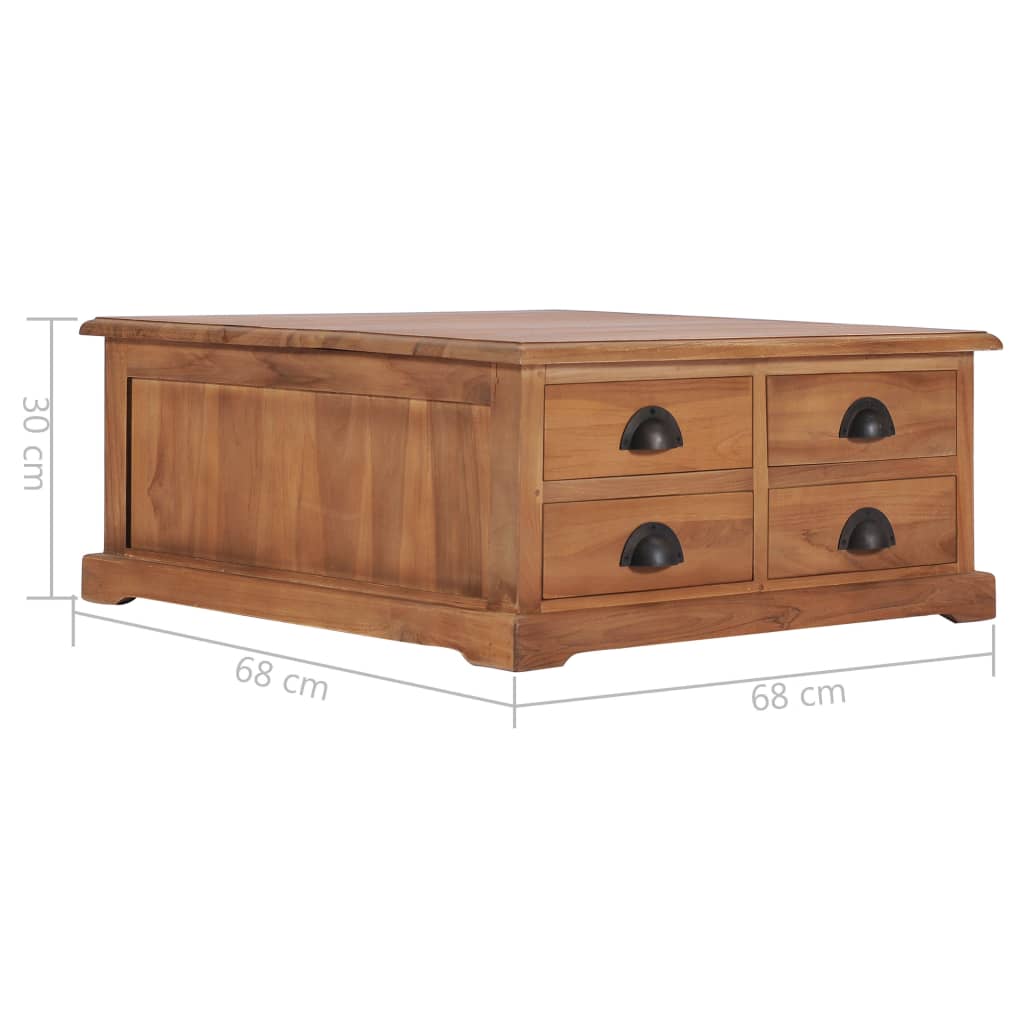 Couchtisch 68 x 68 x 30 cm Teak Massivholz - Pazzar.ch