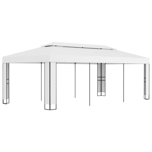 Pavillon mit Doppeldach 3 x 6 m Weiß - Pazzar.ch