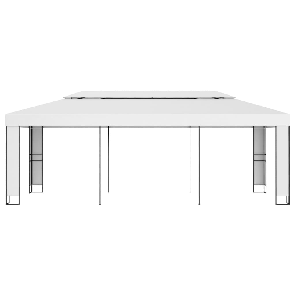 Pavillon mit Doppeldach 3 x 6 m Weiß - Pazzar.ch