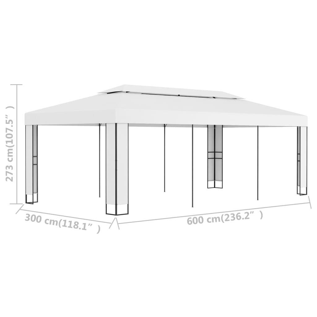 Pavillon mit Doppeldach 3 x 6 m Weiß - Pazzar.ch