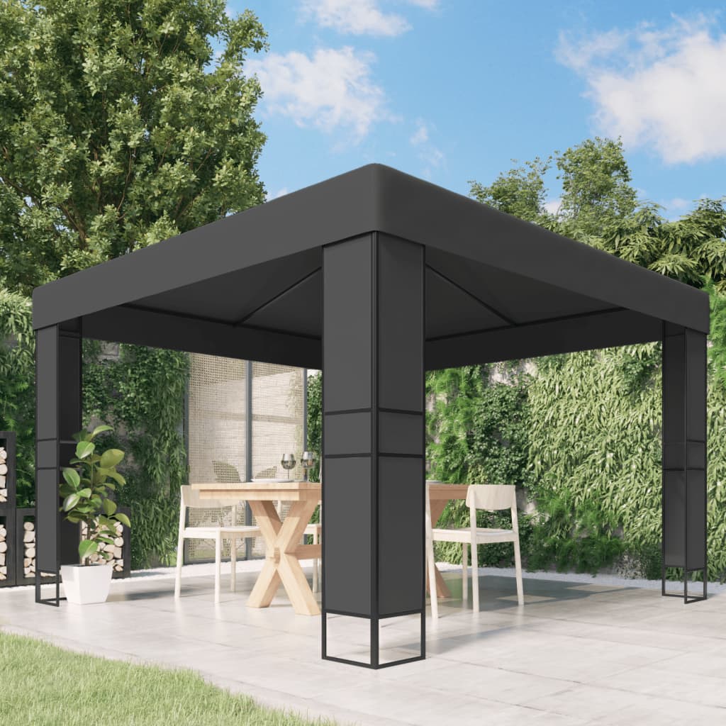 Pavillon mit Doppeldach 3 x 3 m Anthrazit - Pazzar.ch