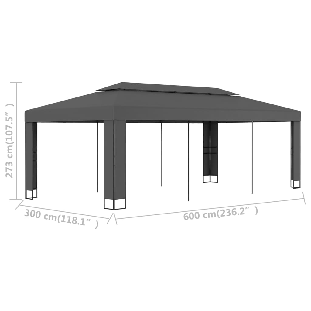 Pavillon mit Doppeldach 3 x 6 m Anthrazit - Pazzar.ch