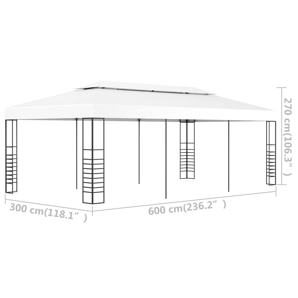 Gartenpavillon 6×3 m Weiß - Pazzar.ch