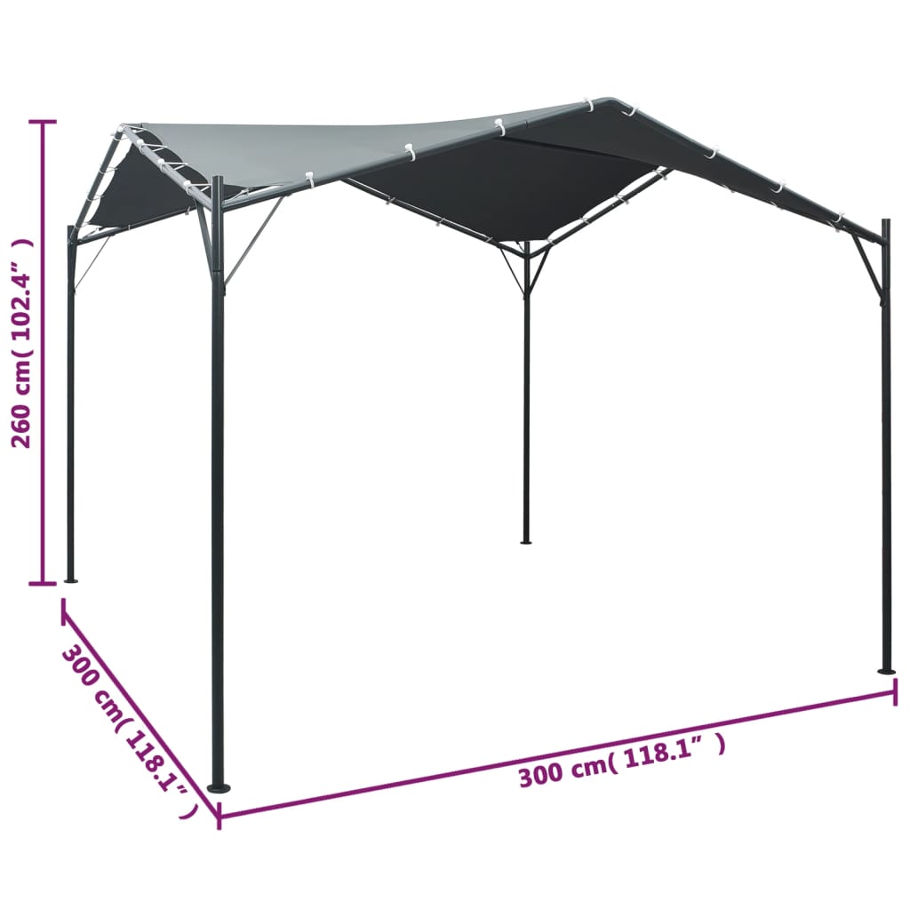Pavilion Partyzelt Überdachung 3x3 m Stahl Anthrazit - Pazzar.ch