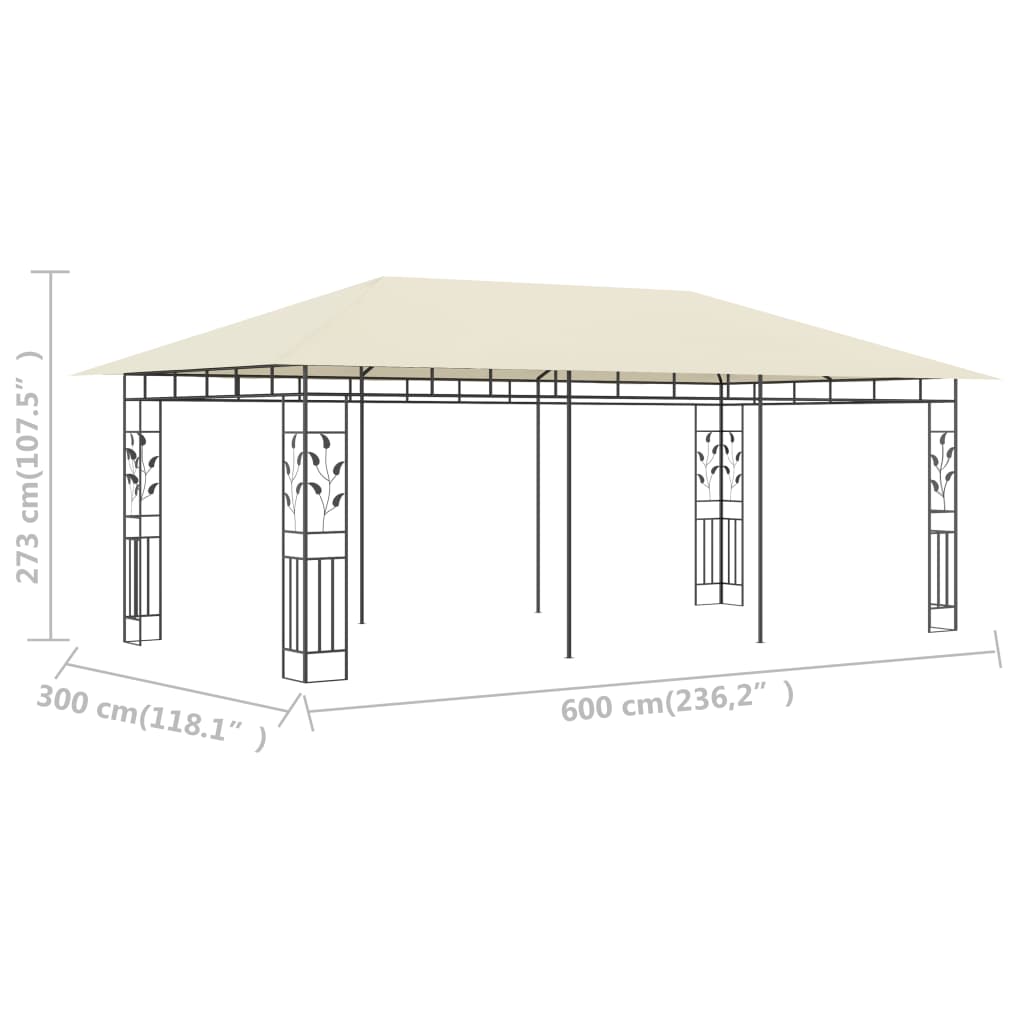 Pavillon mit Moskitonetz 6x3x2,73 m Creme - Pazzar.ch