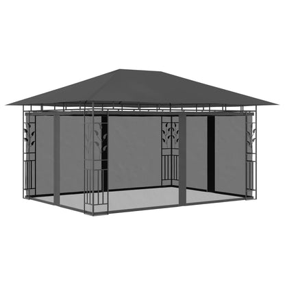 Pavillon mit Moskitonetz 4x3x2,73 m Anthrazit 180 g/m² - Pazzar.ch