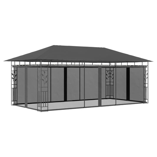 Pavillon mit Moskitonetz 6x3x2,73 m Anthrazit - Pazzar.ch