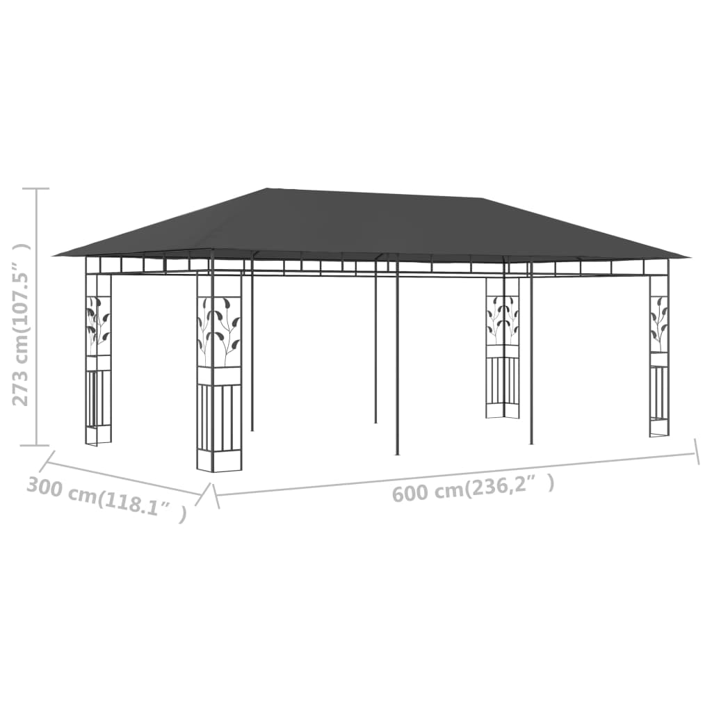 Pavillon mit Moskitonetz 6x3x2,73 m Anthrazit - Pazzar.ch