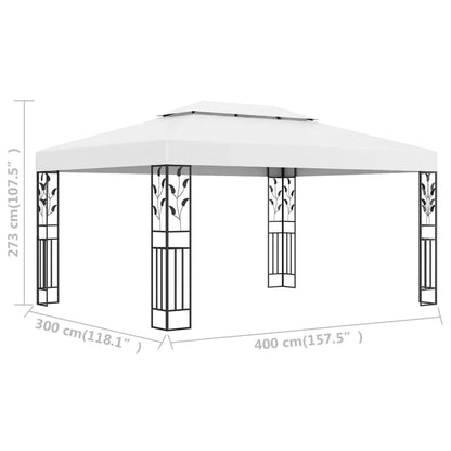Pavillon mit Doppeldach 3x4 m Weiß - Pazzar.ch